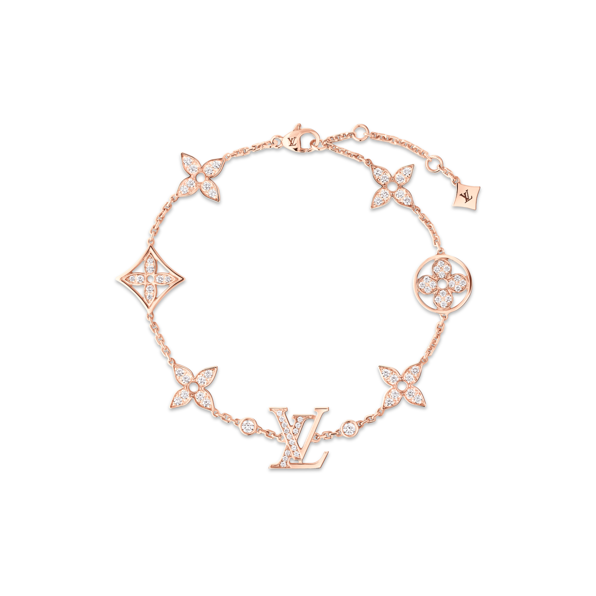 Idylle Blossom Multi-Motif Bracelet, Pink Gold and Diamonds